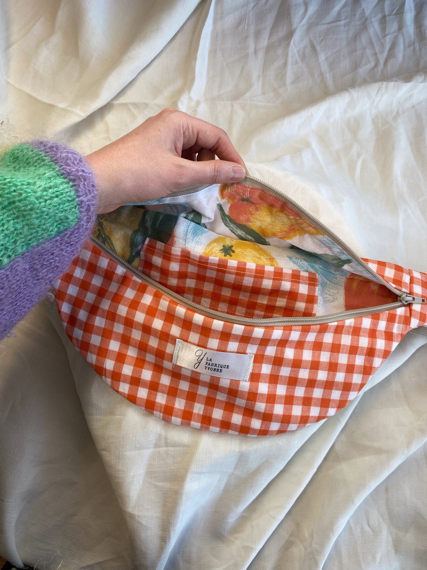 Sac banane - vichy orange