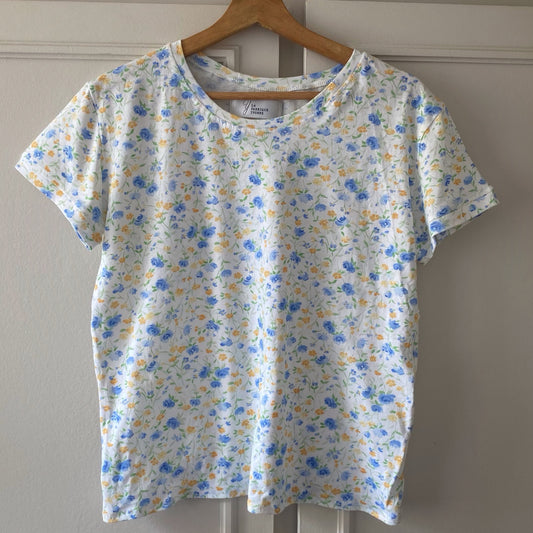 T-Shirt fleurs bleues et jaunes