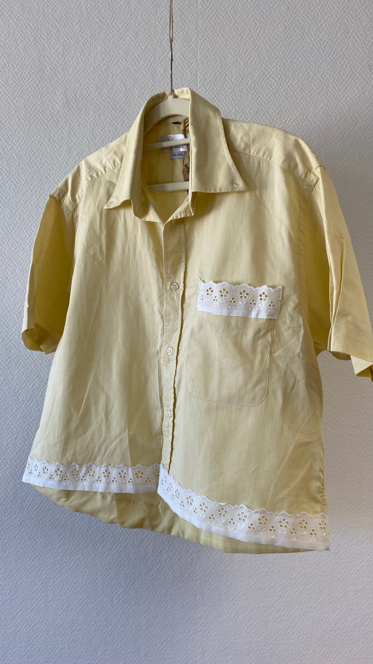 Chemise upcyclée - jaune manches courtes