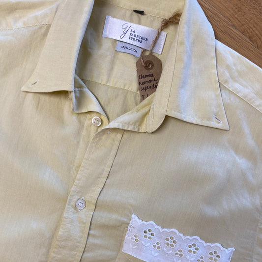 Chemise upcyclée - jaune manches courtes