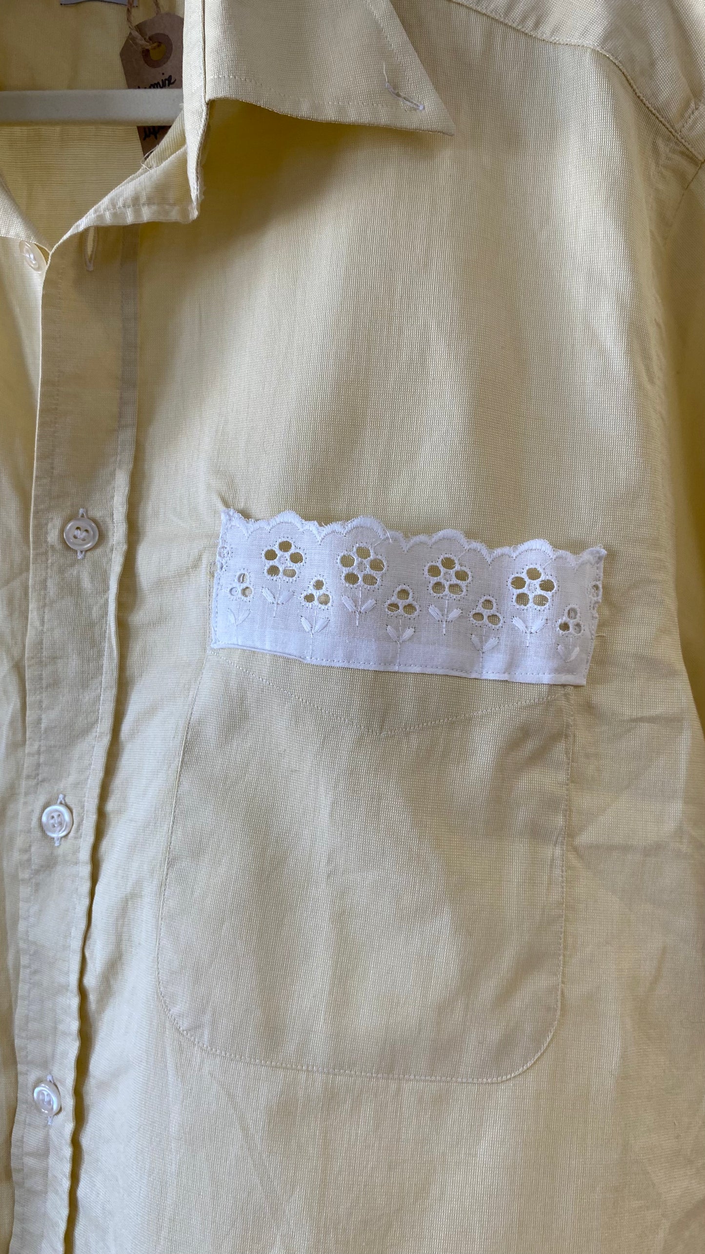 Chemise upcyclée - jaune manches courtes