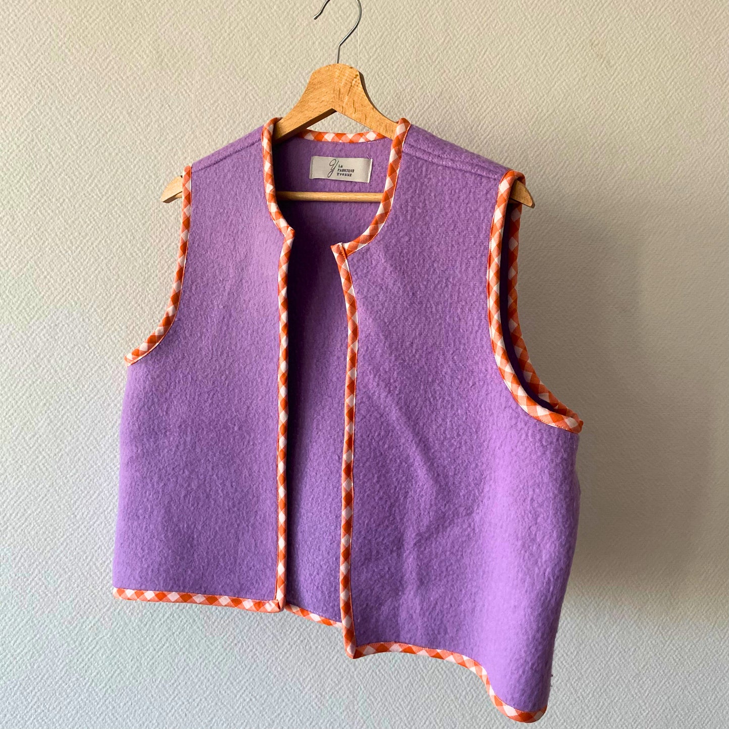 Gilet sans manches lilas et vichy